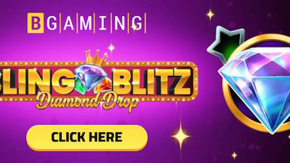 Tampilan visual mewah dari slot Bling Blitz Diamond Drop dengan latar belakang berlian yang berkilau.