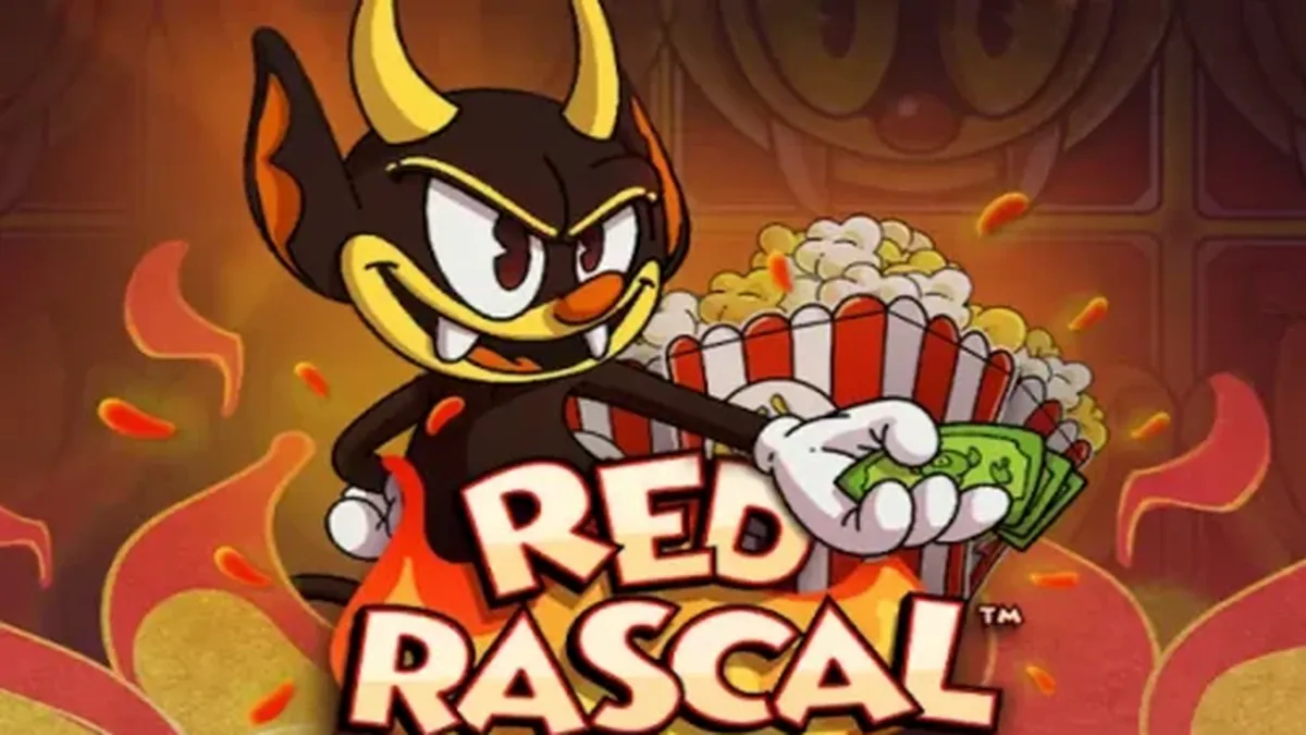 Red Rascal slot game screen showing the colorful amusement park theme and character design.