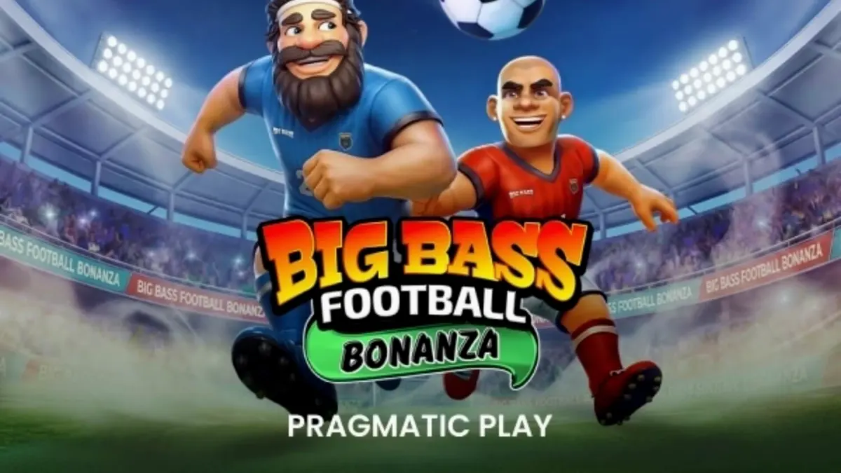Tampilan visual slot Big Bass Football Bonanza dengan tema stadion dan elemen sepak bola